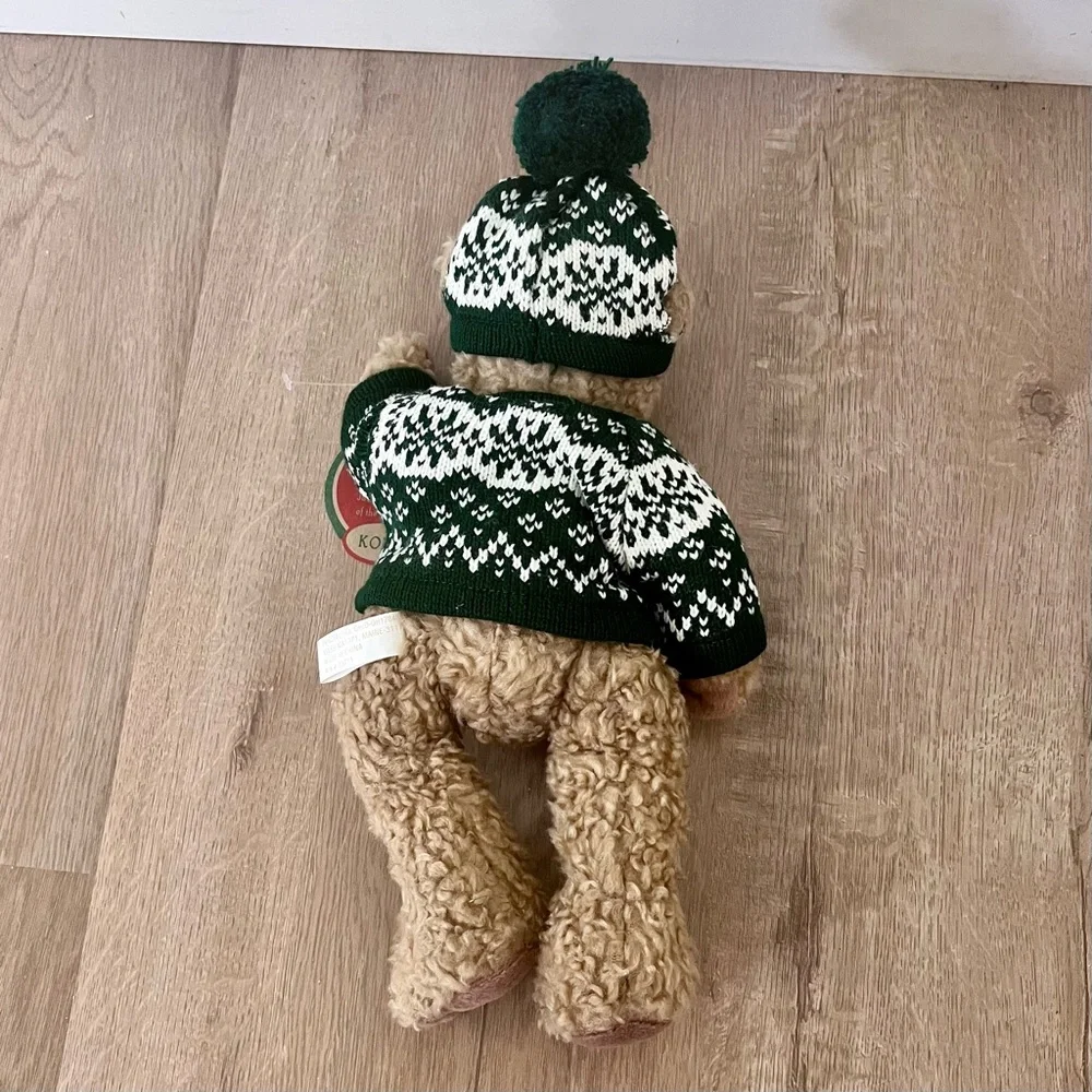 Vintage Christmas Tan Bear Plush in Sweater Holiday Stuffed Animal Kodie‎ NWT